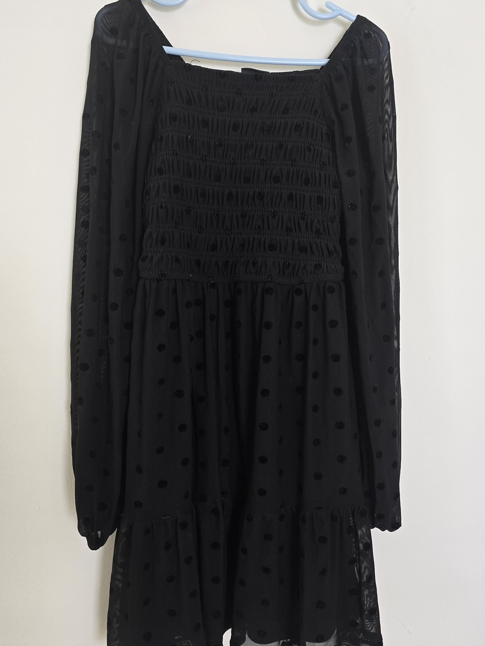 art class Black Smocked Waist Polka Dot Dress